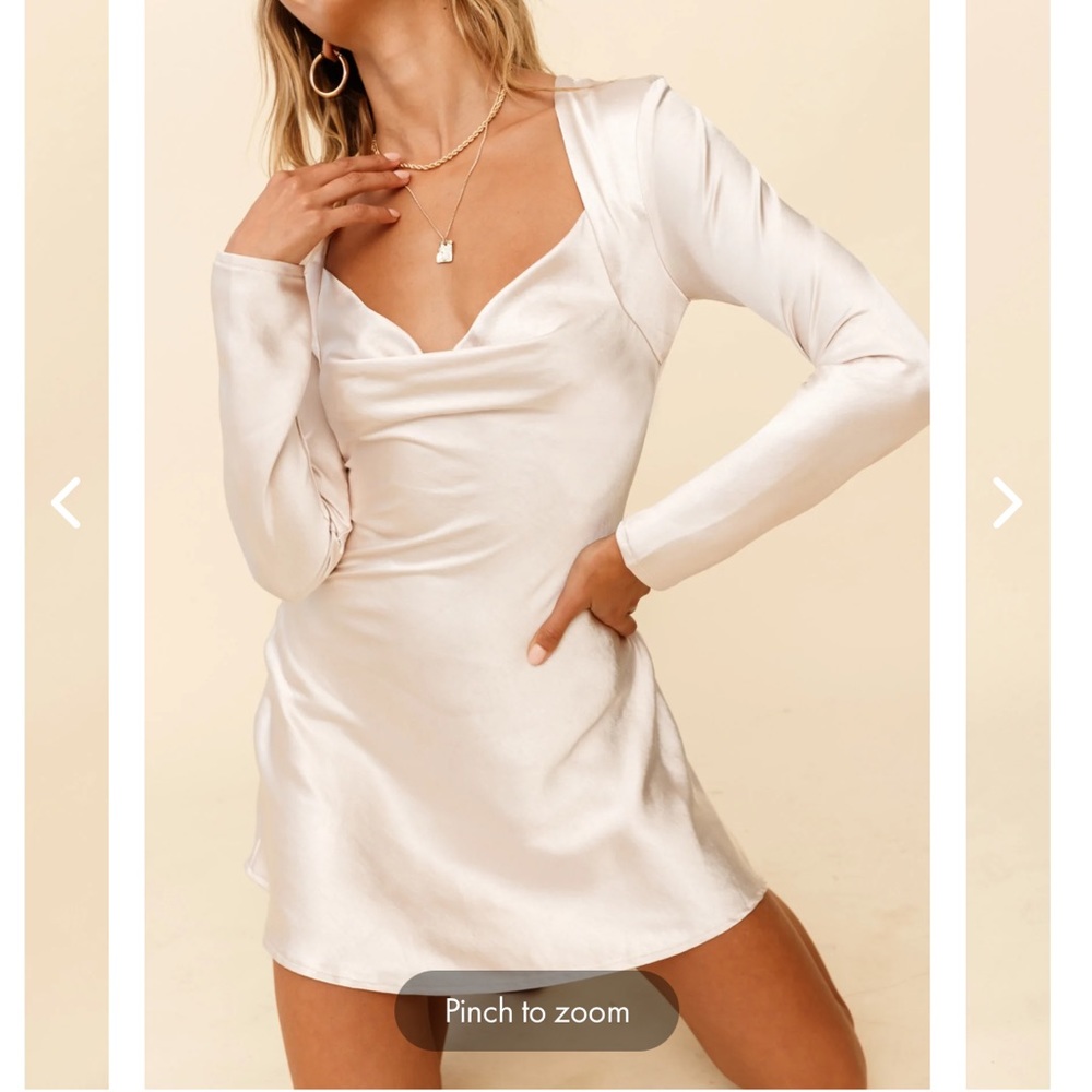 Selfie Leslie champagne satin dress